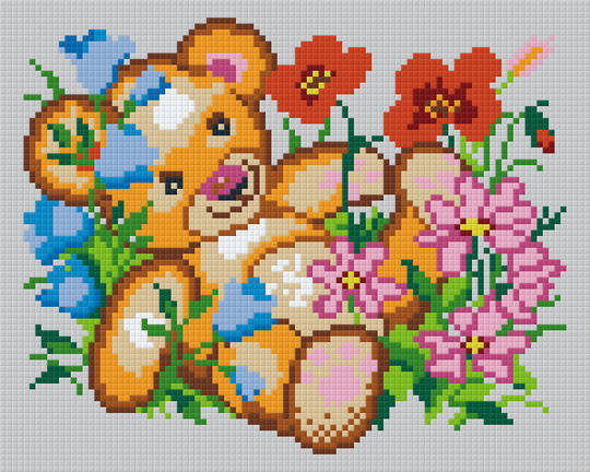 Teddy With Flowers Four [4] Baseplate PixelHobby Mini-mosaic Art Kit
